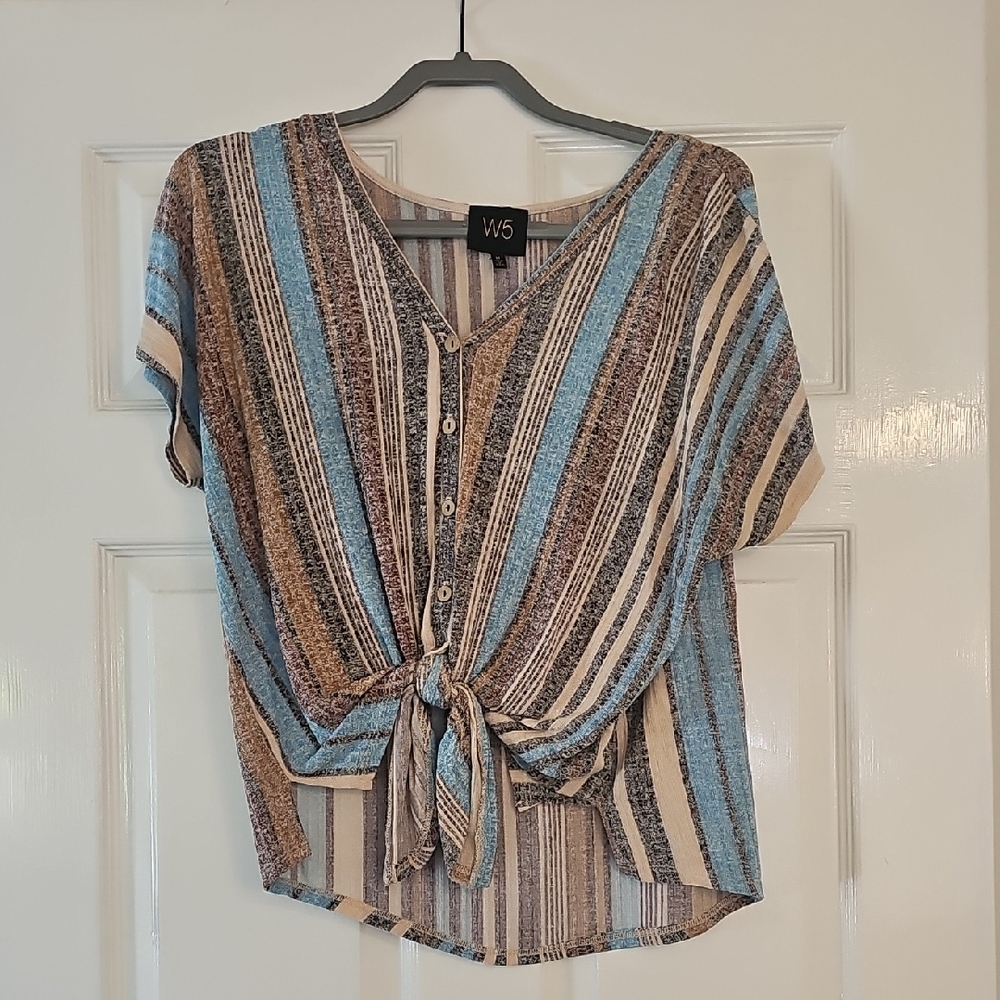 W5 Turquoise and Brown Striped Blouse